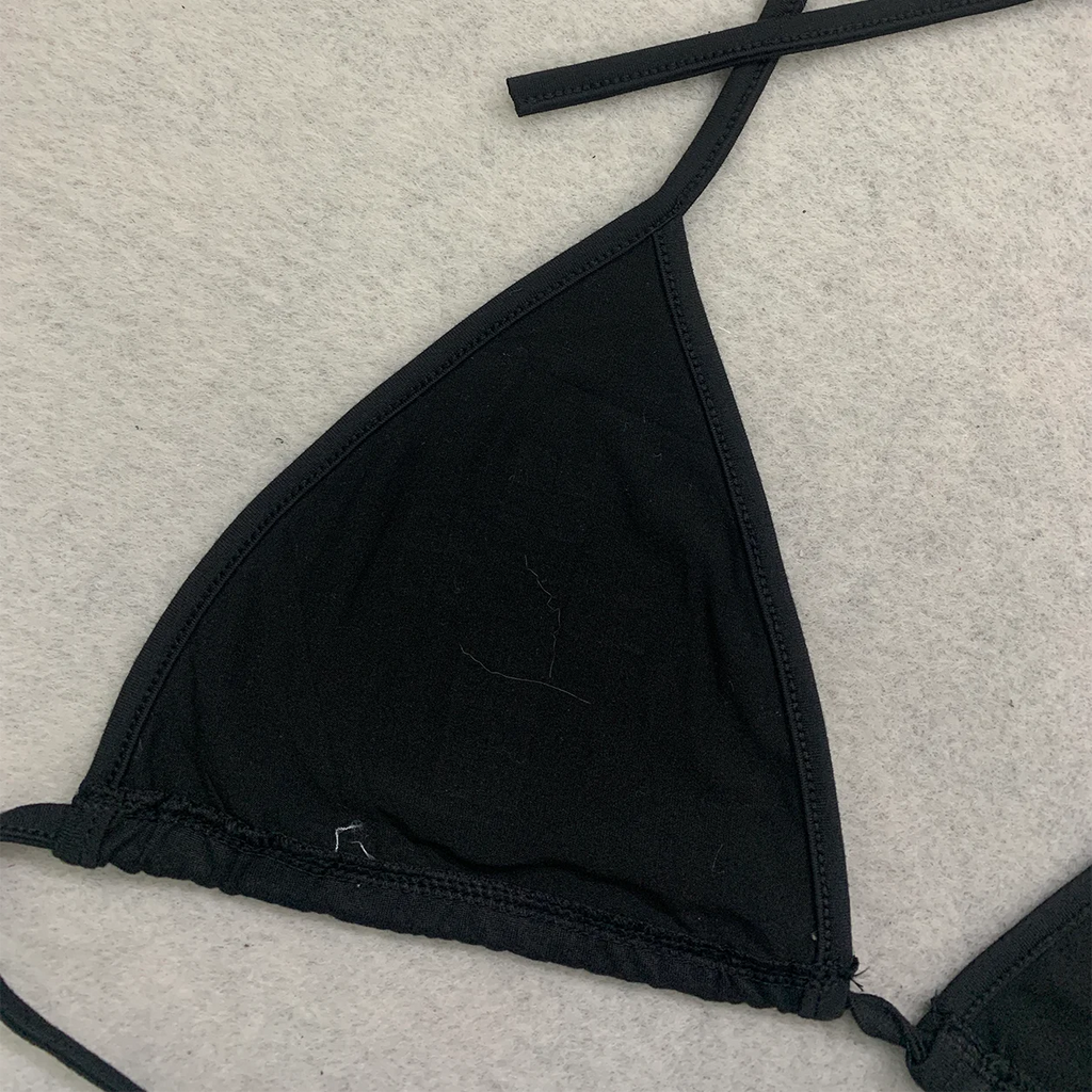 Women Black Studded Cross Bikini Tops Triangle Halter Tie Back Swim Bra Goth Punk Y2K Beach Swimwear Sexy Summer 2026 New S/M/L