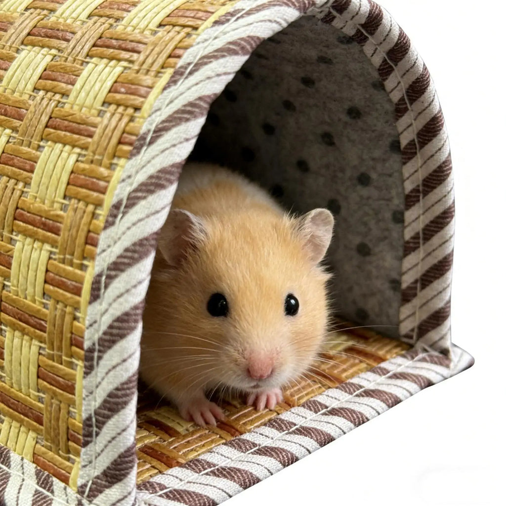 cooling Hamster Bed Breathable Wear Resistant Pet Cave Nest Weave Cooling Mat Hiding House Cage Hamster Habitat House Bed
