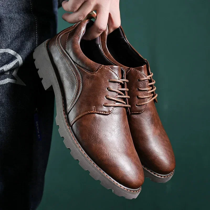 Vintage Men's Leather Shoes Casual Shoe Outdoor Workwear Men's Shoes British Style Single Botines Para Hombres Zapatillas Male