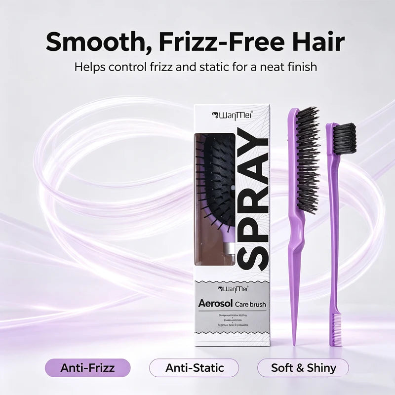 Anti Static 2 in 1 Air Cushion Hair Brush Set Hydrating Spray Massager Comb for Curly Dry Frizzy Hair