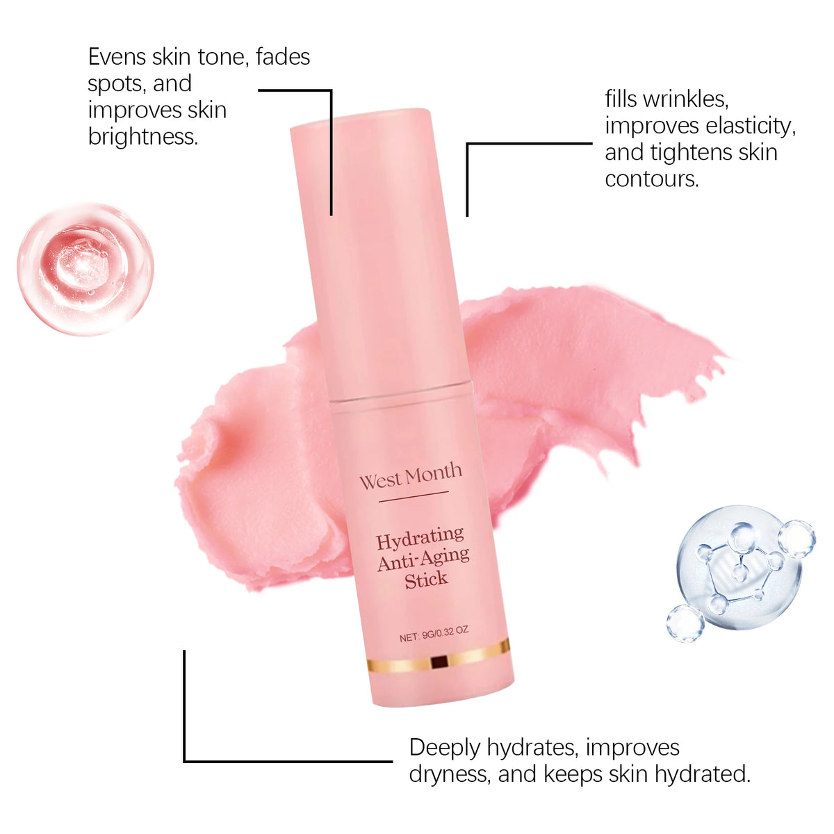 Collagen Multi Bounce Balm Stick – Firming & Lifting, Wrinkle Removal Brightening Facial Dull Skin Moisturizing Skin Care Korean