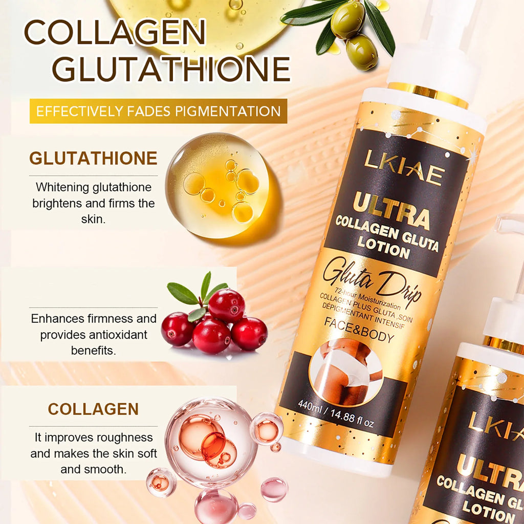LKIAE ULTRA Whitening SkinCare Set For All Skin Tone, Hydration, With Glutathione, Collagen, Reduce Dark Spot, Hyperpigmentation