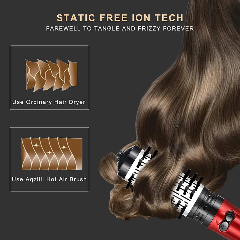 Multi-Functional 3 In 1 Hot Air Brush Automatic Hair Curler Straightener Rotating Volumizer Curling Blowout Hair Dryer Brush