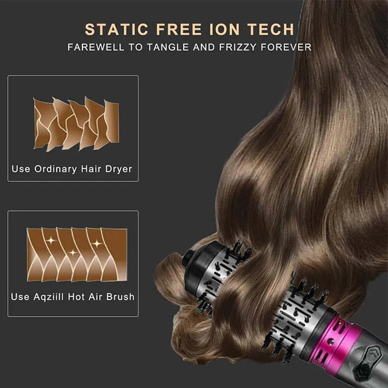 Multifunctional 3 In 1 Hot Air Brush Automatic Rotating Curler Round Rotating Rotating Hair Brush Hot Air Dryer Volumizer Styler