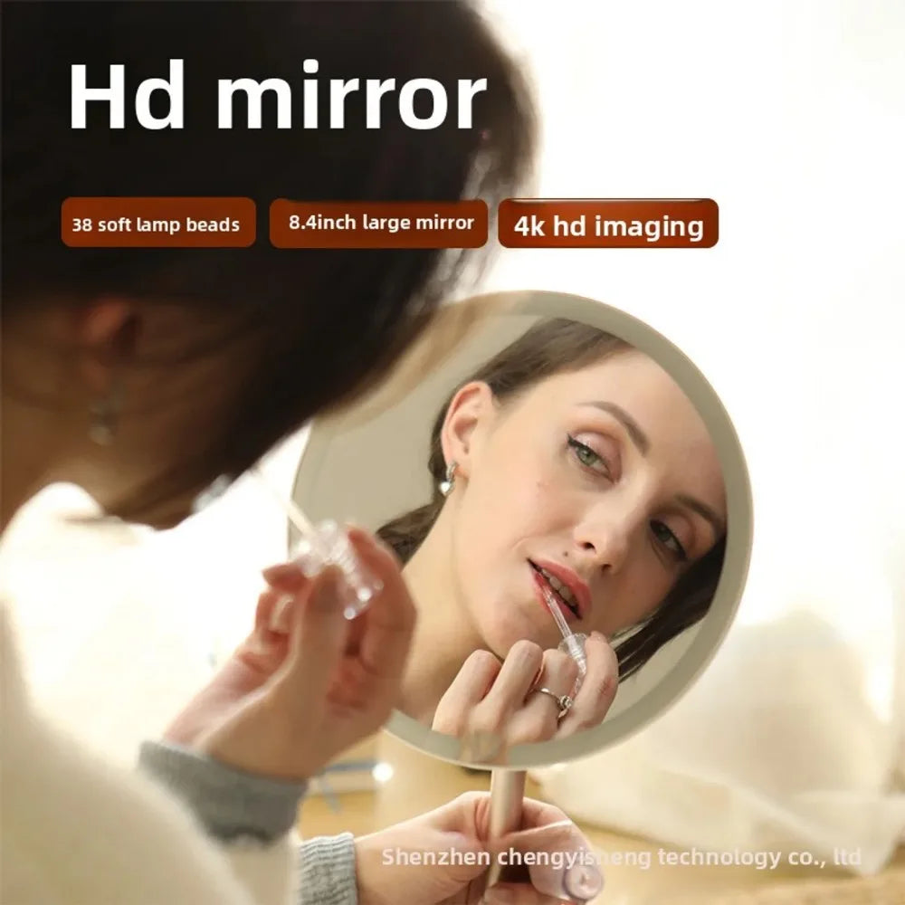Wholesale 2026 New LED Makeup Mirror Round Desktop Mirror with Light Metal Small Gift