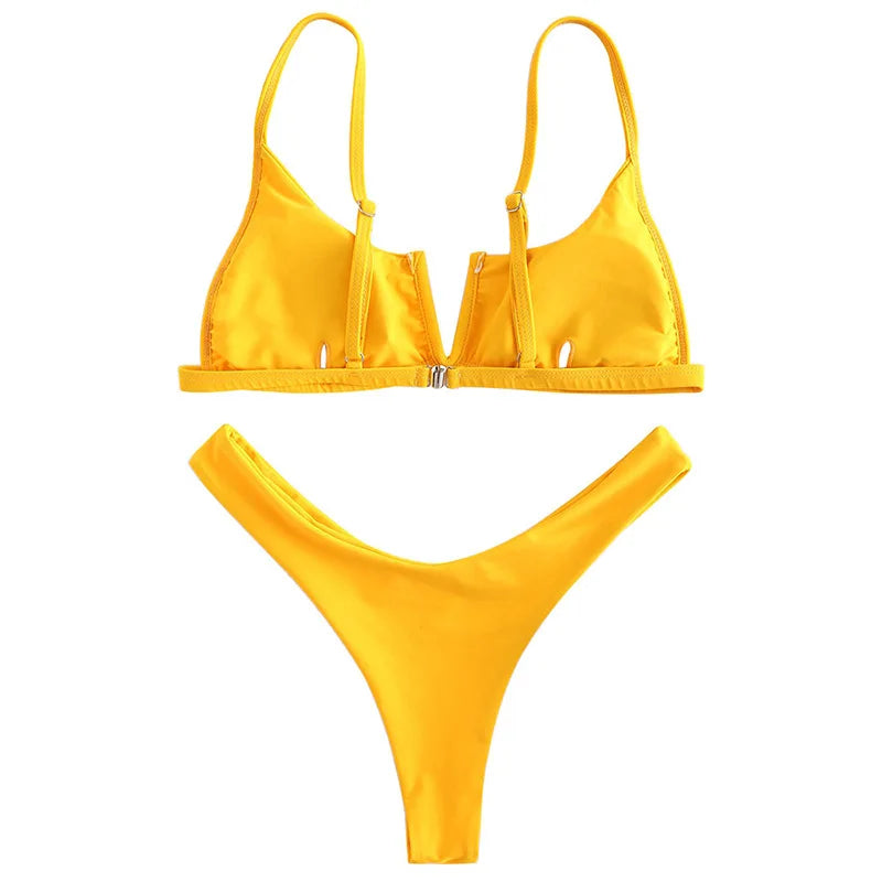 Sexy Bandeau Bikinis New V Neck Bikini Swimsuits Push Up Swimwear Female Brazilian Bikini Set Bathing Suits Biquini Swim Suit