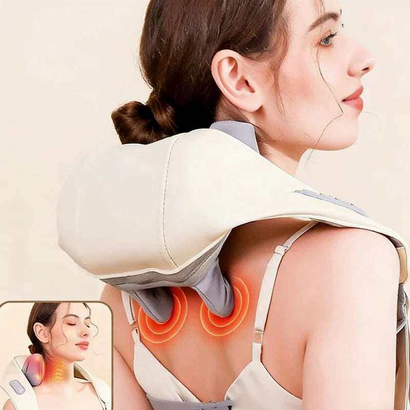 Neck Massager Cordless Shiatsu Shoulder Back Massager with Soothing Heat Electric Deep Tissue for Neck Waist Traps Back