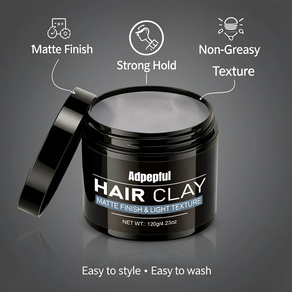Matte Finish Hair Clay 120g Non Greasy Natural Look Strong Hold Texturizing Low Shine Hair Styling Mud Easy To Use For Men