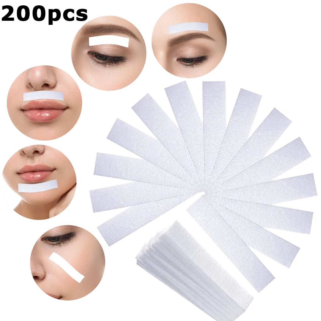 200pcs Depilatory Wax Strips Painless Fast Facial Body Hairs Removal Bikini Legs Arm Hair Removal Patch Nonwoven Epilator