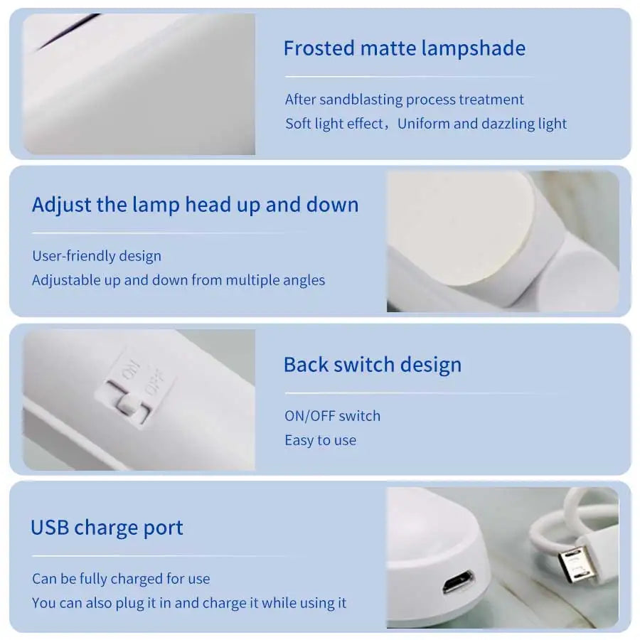 Led Makeup Mirror Lamp Touch Dimmable 3 Colors Rechargeable Magnetic Cabinet Lamp 30cm Makeup Light for Bathroom Bedroom Closet