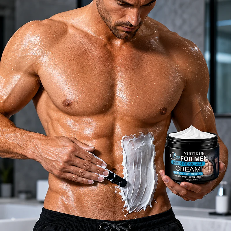 YUITIKUE For Men Hair Removal Cream, 15 Min Fast Painless Depilatory Cream for Chest Back Arms Legs 60g