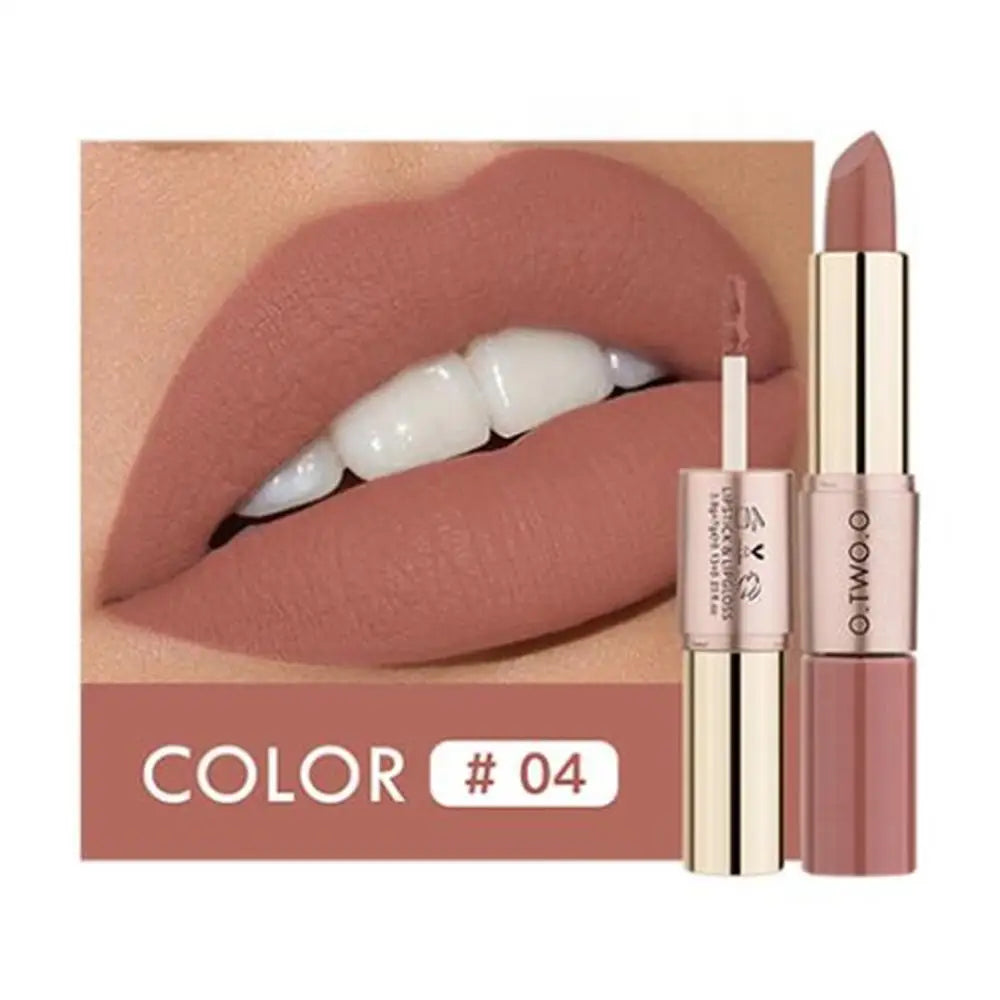 Waterproof 2 in 1 Matte Lipstick Lip Gloss 12 Colors Long Lasting Makeup Cosmetics Rouge Lips Stick Batom Mate
