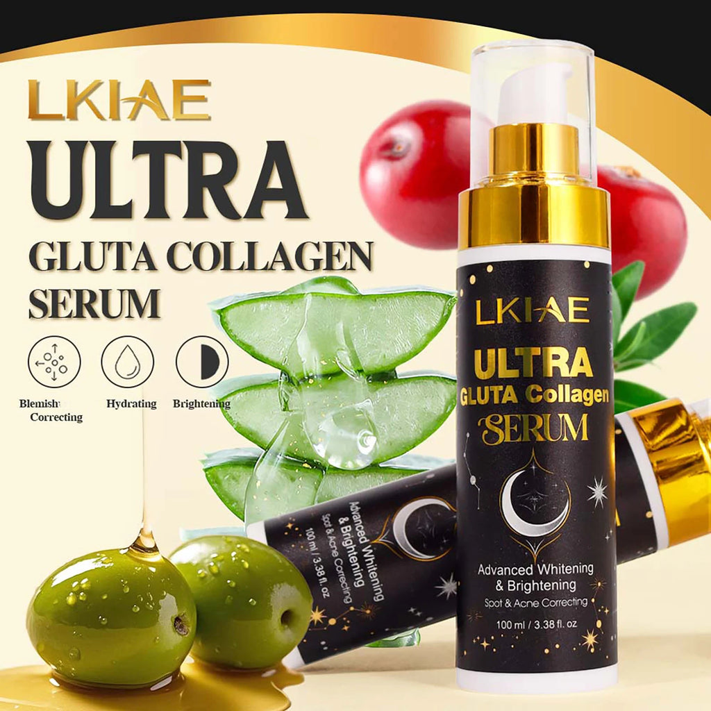LKIAE ULTRA Whitening SkinCare Set For All Skin Tone, Hydration, With Glutathione, Collagen, Reduce Dark Spot, Hyperpigmentation