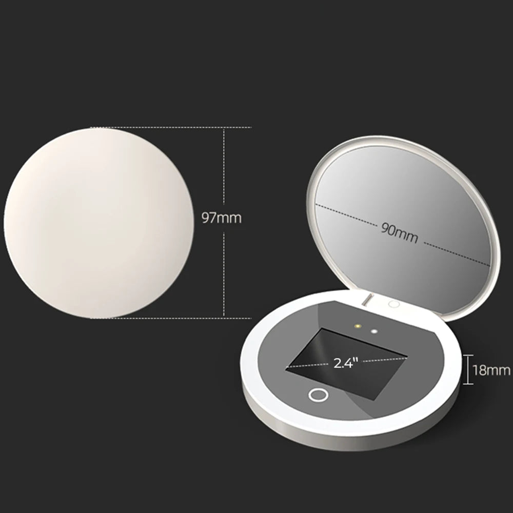 Smart Sunscreen Led Light Portable Makeup Mirror Uv Camera Visual Face Sunscreen Makeup Mirror