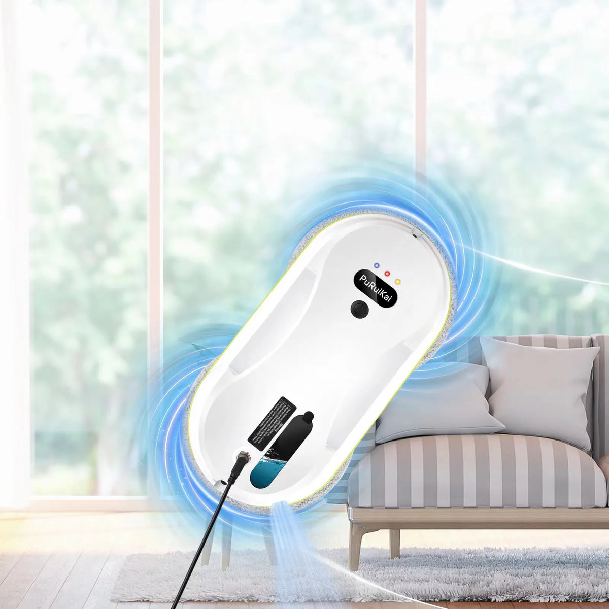 Clean Robot Auto-Spray Window Cleaning Robot Electric Glass Cleaner with Remote Control 360° Safety Rope & Suction High-Rise