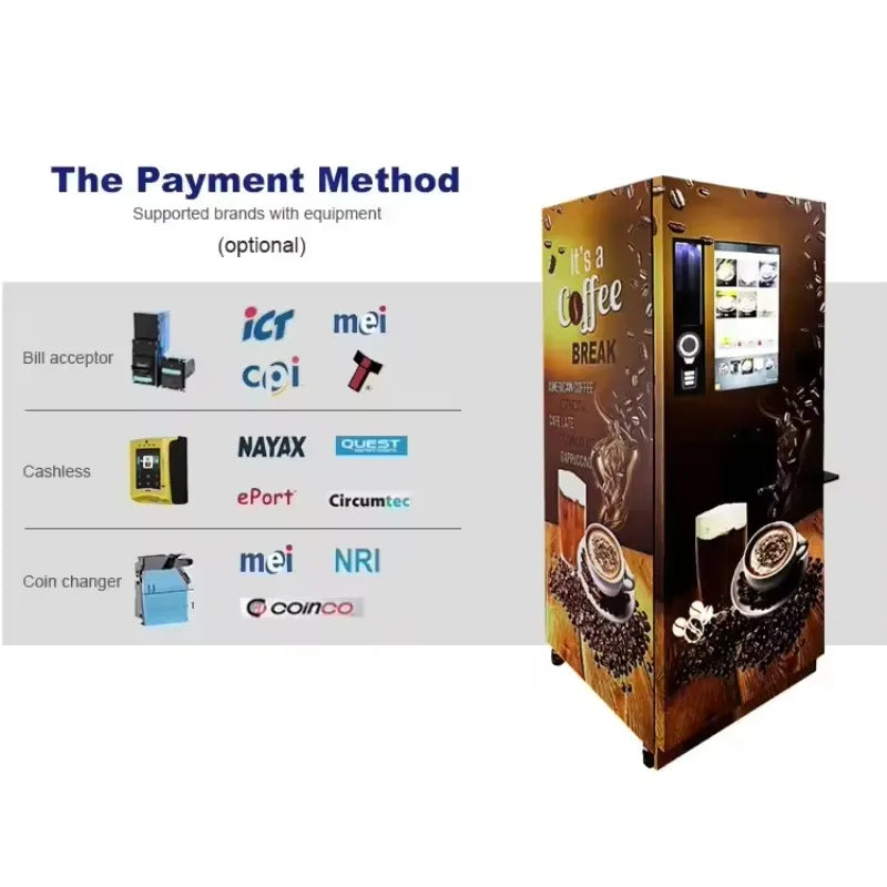 24 Hours Fully Automatic Coffee Vending Machine Customize Hot Cold Tea Coffee Dispenser Maquina Expendedora De Cafe Self Service