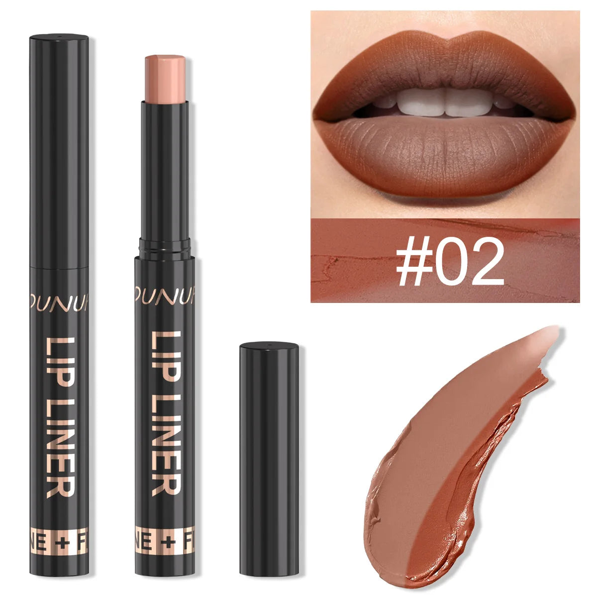 9 Colors 2-in-1 Lip Liner Lipstick, Dual-Ended Matte Lip Pencil, Easy Application Non-Stick Cup Longwear Lip Contour Crayon