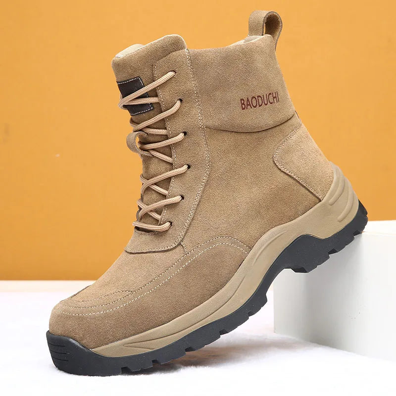 Men's sheepskin and wool integrated snow boots, real leather and fur, winter thick and warm boots slip resistance for Men's ﻿