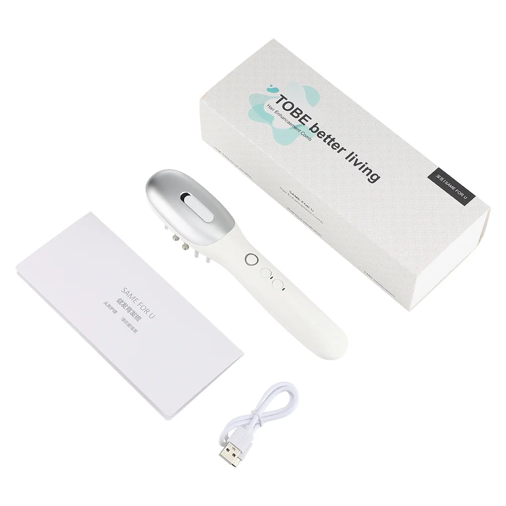 Electric Hair Growth Comb with Red Light Scalp Massager Anti Hair Loss Vibration Brush for Hair Care Portable Hair Enhancer Comb