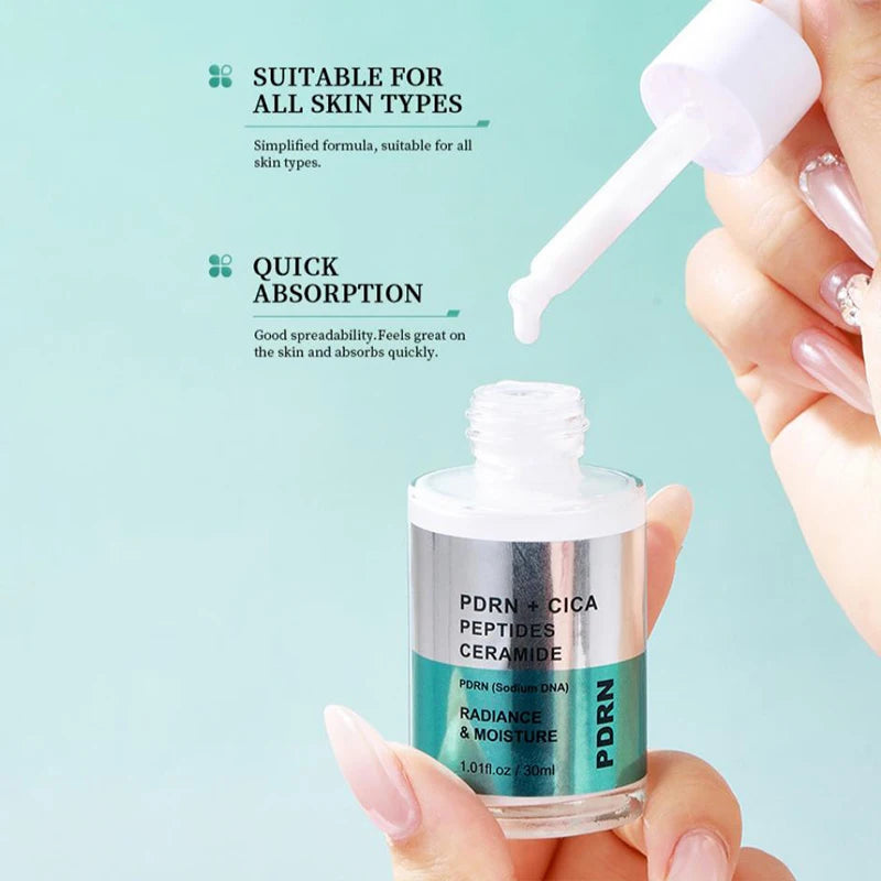 Korean Salmon PDRN Essence, Copper Peptide Centella Moisturizing Repair Hydrating Glow Lightweight Face Serum Daily Skincare