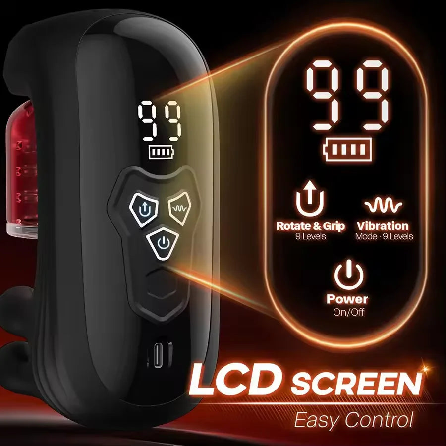Adult Sex Toy Male Penis Stimulator Massager 9 Vibration Rotation Suction Modes USB Rechargeable Masturbation Cup Adult Supplies