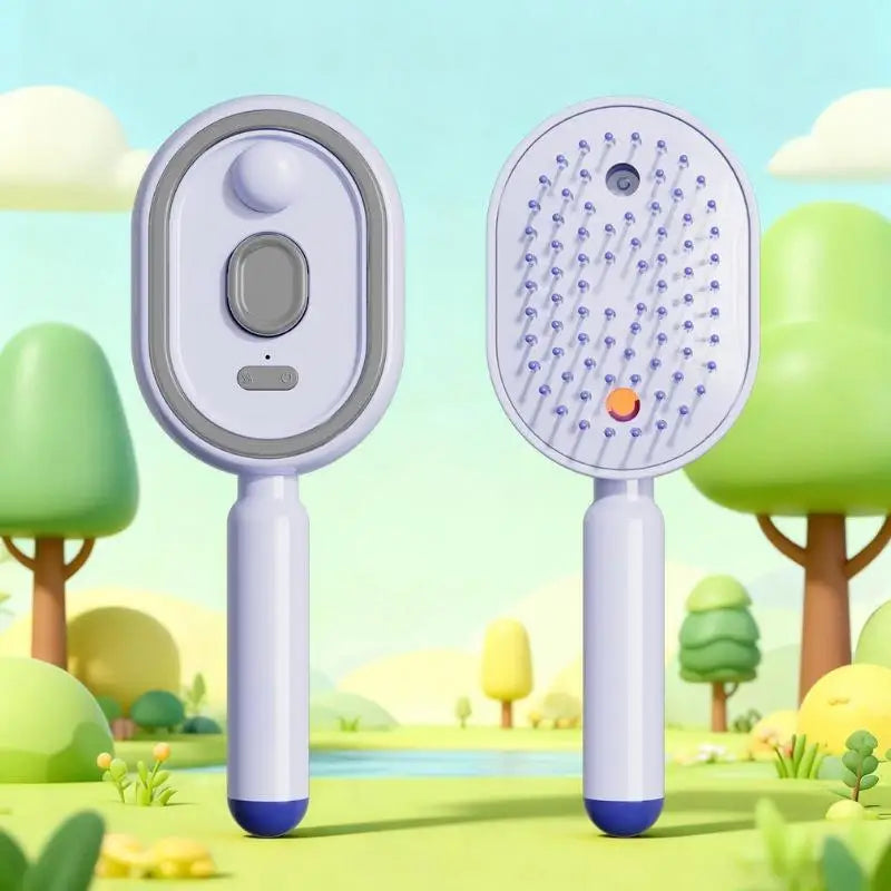 Electric Spray Hair Brush 2-In-1 Misting Hair Brush With Water Spray Reduce Frizz Anti-Static Retractable Steam Massage Comb^+~