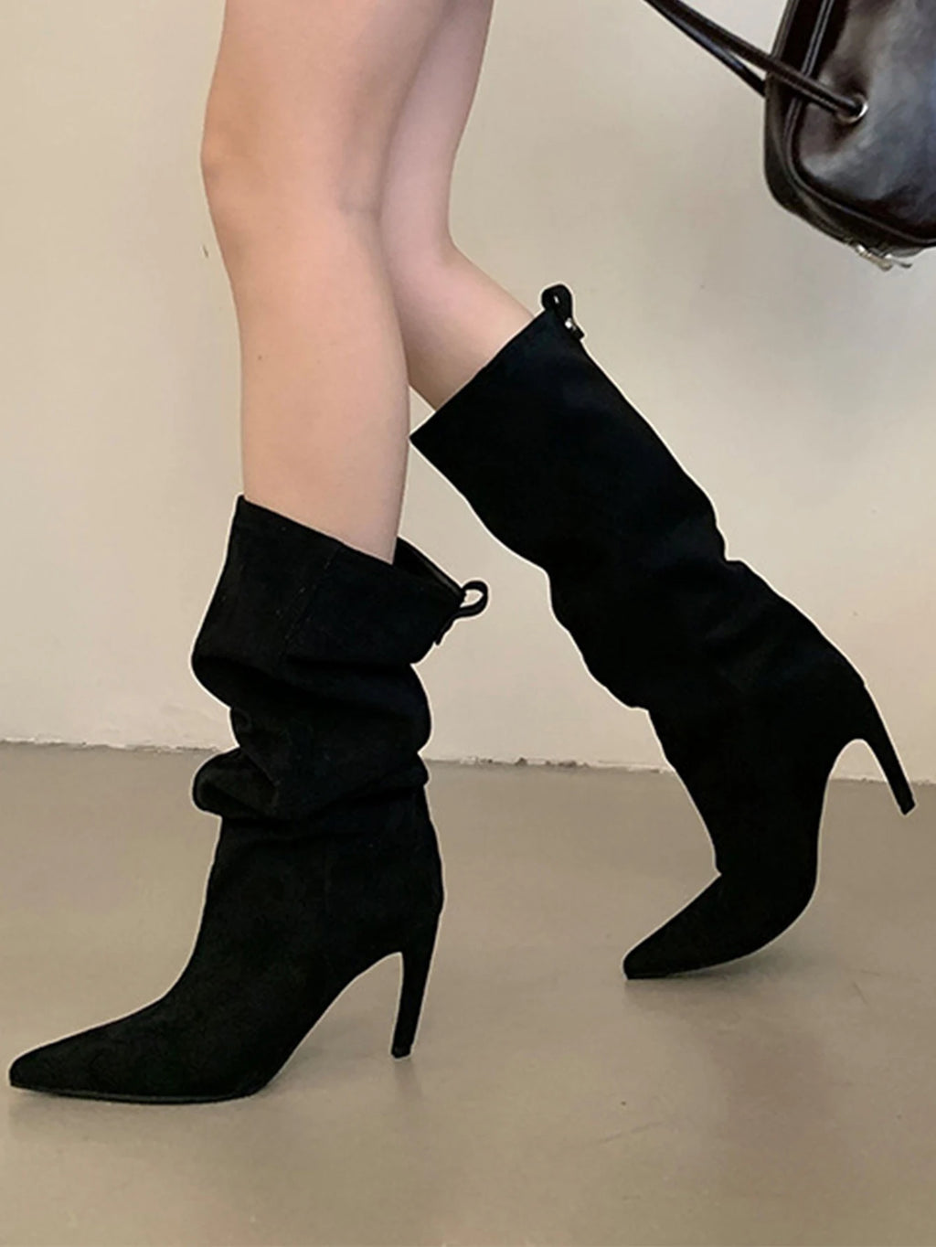 Sexy Pointed Toe High Boots Women Fashion Long Booties Zapatos for Woman Elegant Party Straight High Heel Shoes Winter Footwear