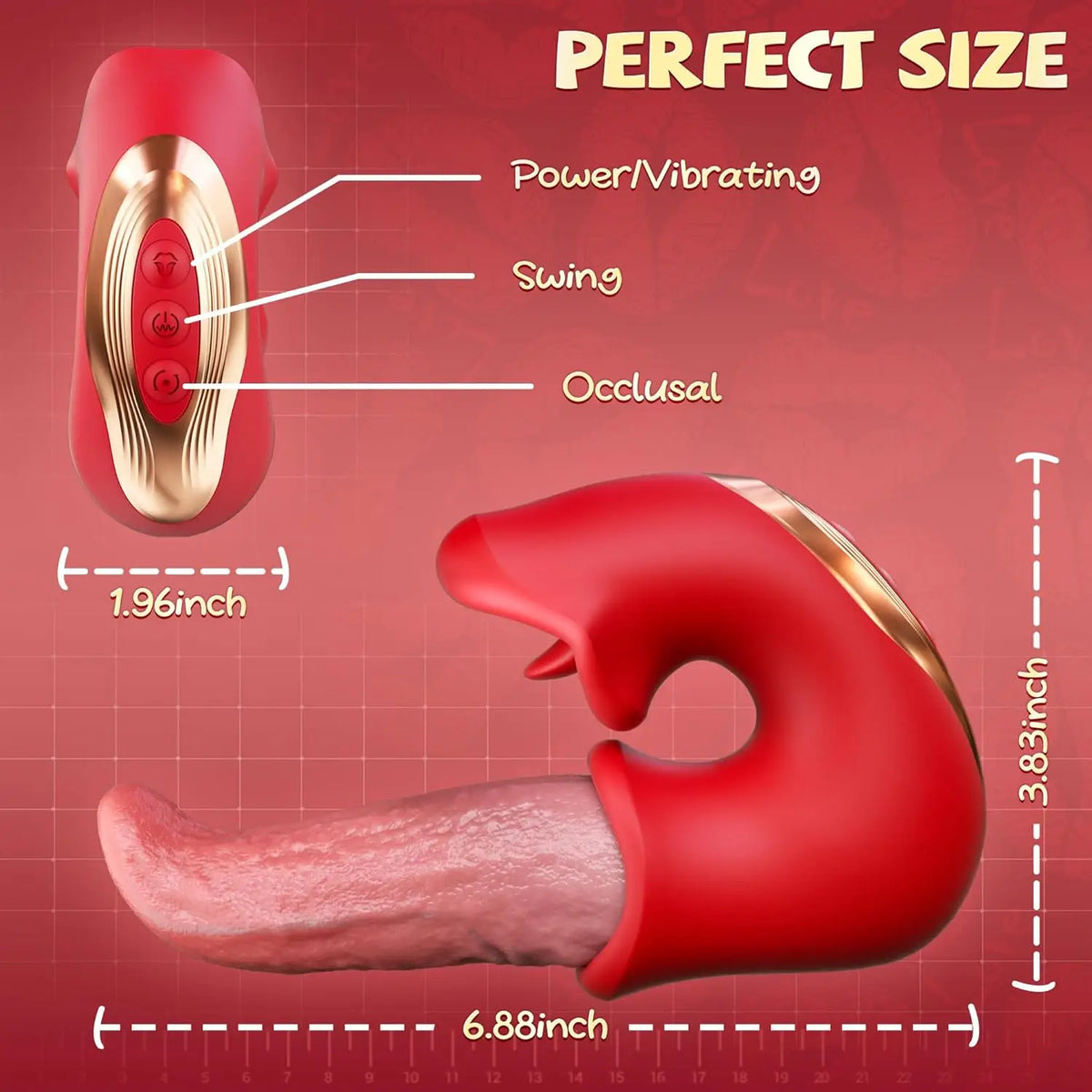 Dildo Vibrator Adult Rose Sex Toys for Women with 10 Vibrating Swinging G Spot Clit Stimulator Tongue Adult Toys for Female