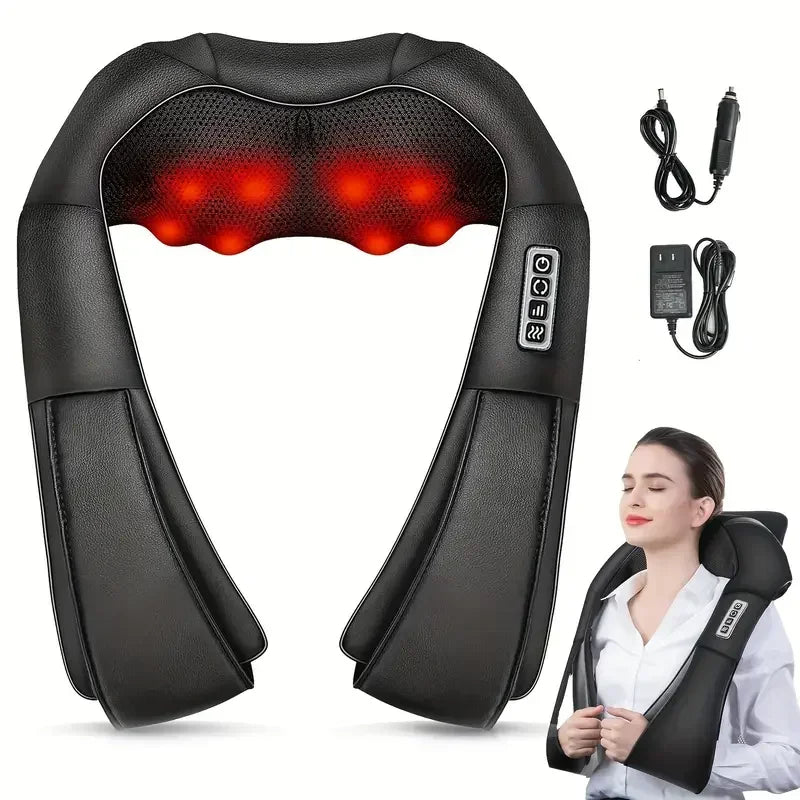 Shiatsu Neck and Shoulder Massager Heated Back Massager U Shape Deep Kneading Electric Massage Pillow For Neck Waist Leg Body