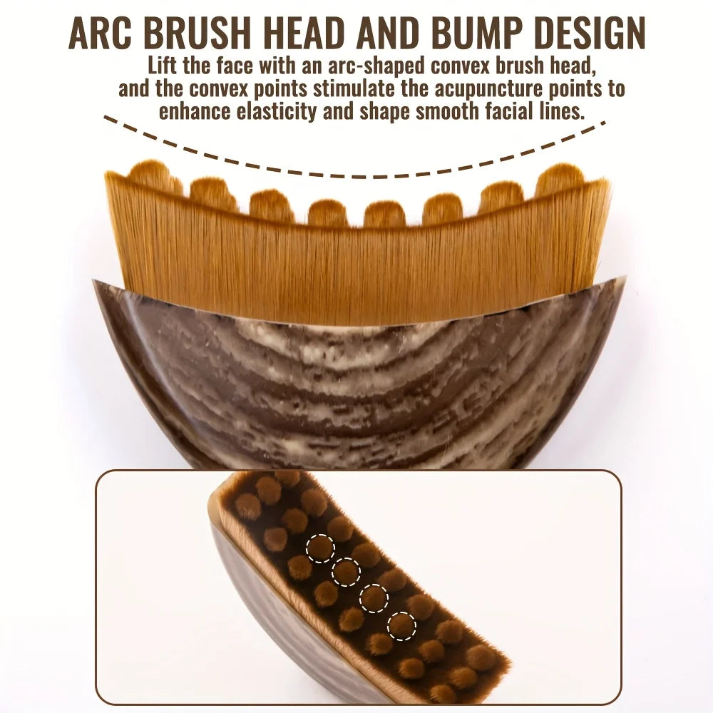Lymph Contour Facial Brush, Dry Brush for Face, Jawline, and Chin Shaping, Ergonomic Design, Precise Fit to Light Beige