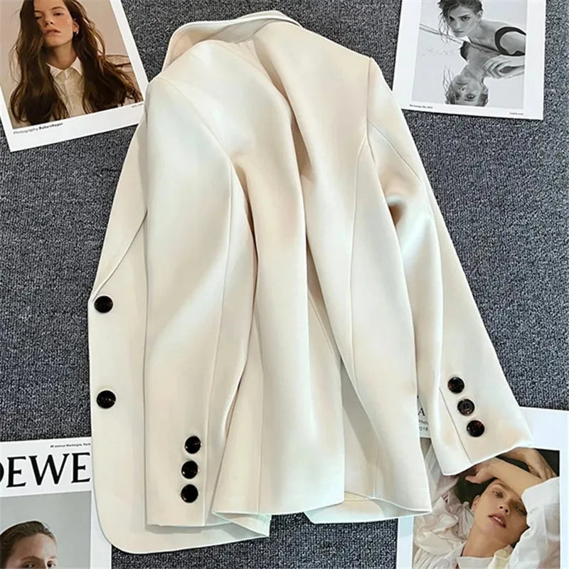 Elegant Office Lady Blazers for Women 2025 Fashion Long Sleeve Single Button Blazer Coats Female Top Suit Jackets Outerwears