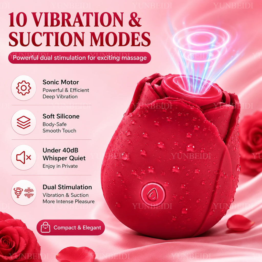 Sucking Vibrator Rose Sex Toy Women G-Spot Vibrator Vaginal Nipple Clitoral Sucking Stimulator for Adult Couples Sex Toys