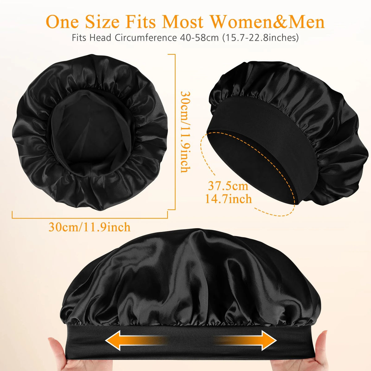Silk Bonnet for Sleeping Satin Hair Bonnets Soft Elastic Band Silk Sleep Cap Silk Hair Wrap for Women Men Curly Hair Daily Use