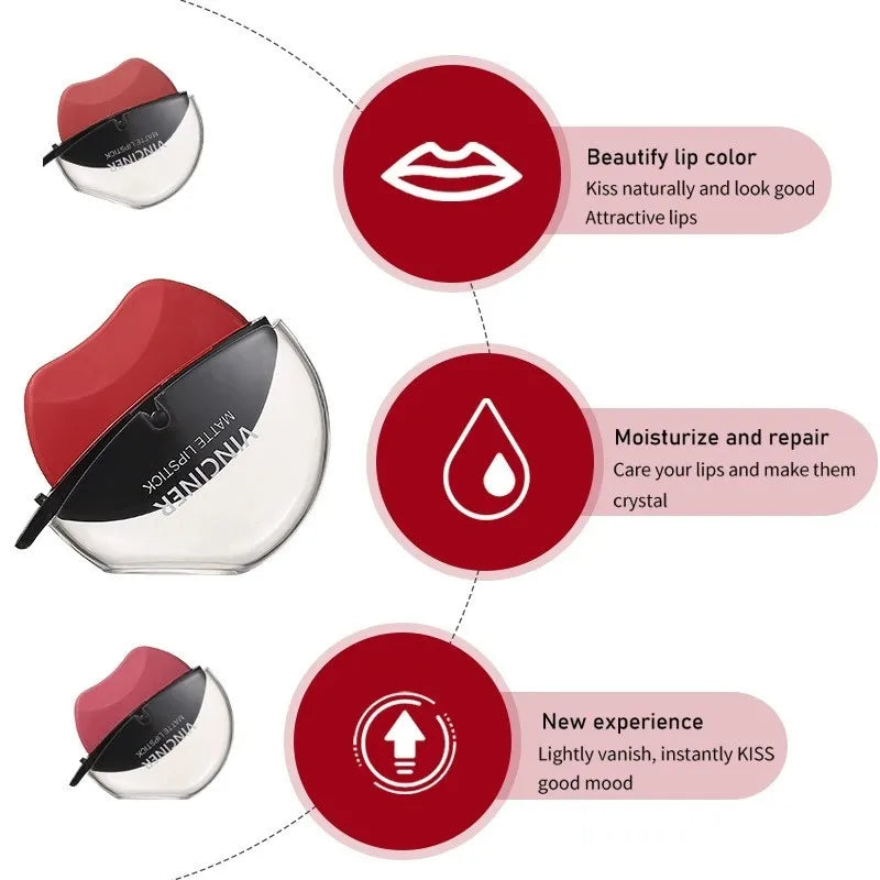 6-color lipstick, one-sucking lazy lipstick, long-lasting and not easy to fade, matte makeup effect, non-irritating matte lipsti