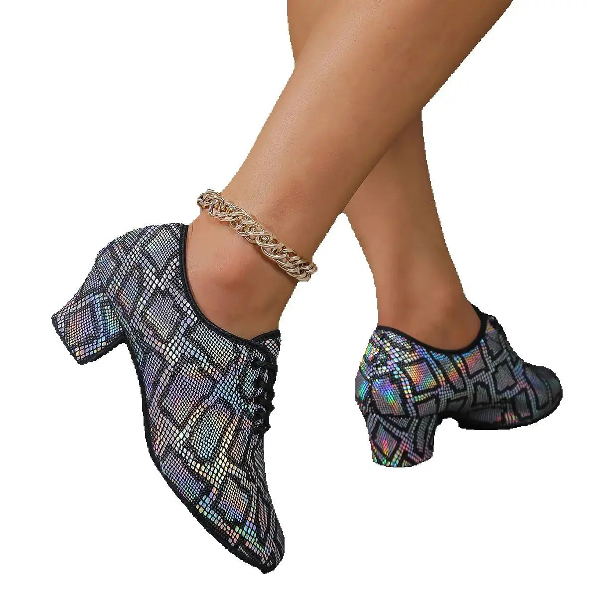 Sneaker Women's Latin Dance Shoes Salsa Ballroom Dancing Shoes Ladies Middle Heel Closed Toe Modern Woman Tango Dance Shoes