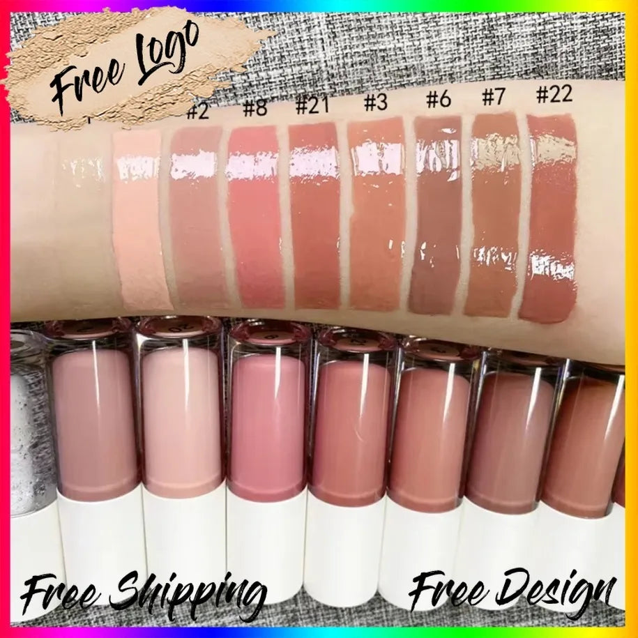 Nude Lip Gloss Private Label Long Lasting Vegan Liquid Lipstick Lipgloss Makeup Custom Logo Bulk  Lip Plumper Gloss Wholesale