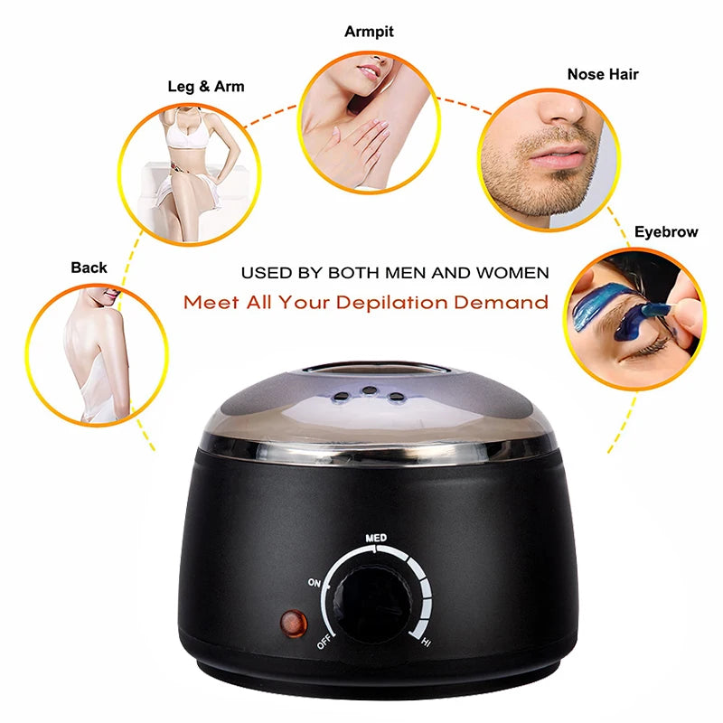 Depilatory Hair Removal Machine - Wax Melter Epilator Kit with Paraffin Heater Wax Beans Beads for Smooth Skin at Home Use