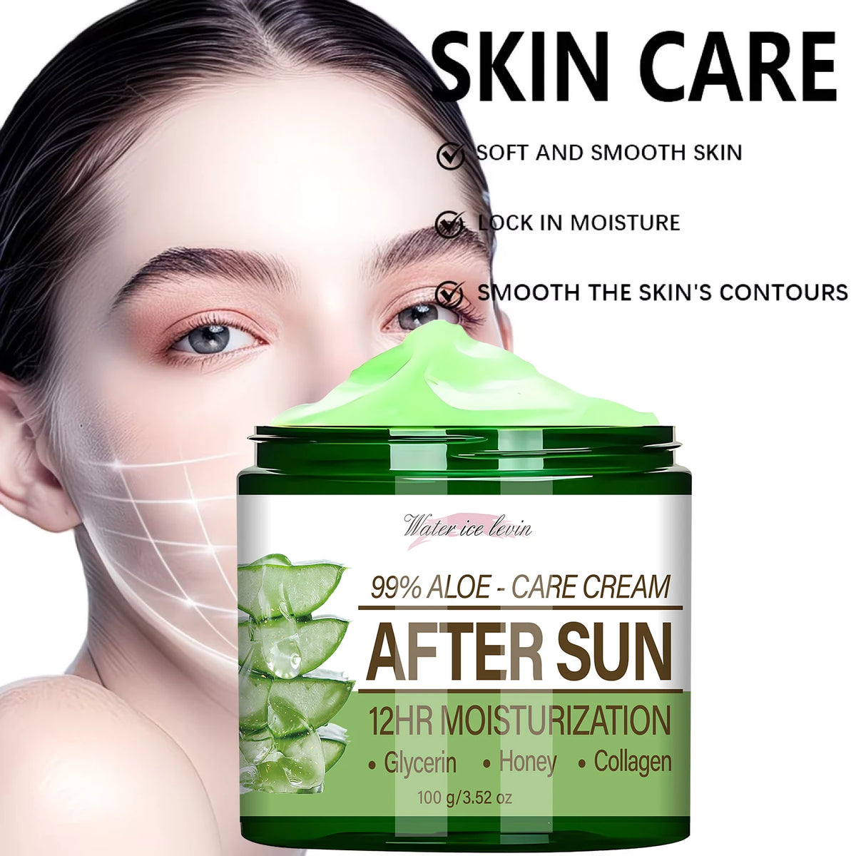 After Sun 99% Aloe Vera Cream with Collagen, 12HR Moisturizing & Soothing Care