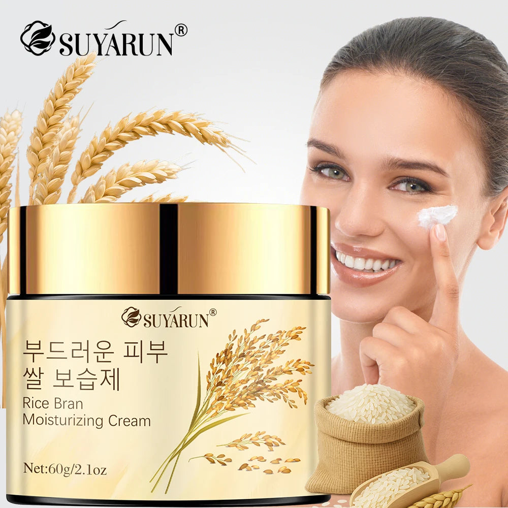 SUYARUN Korean Rice Extract Hydrating Face Cream 24H Moisture - Brightening Nourishing Skincare for Dry Sensitive Skin All Types