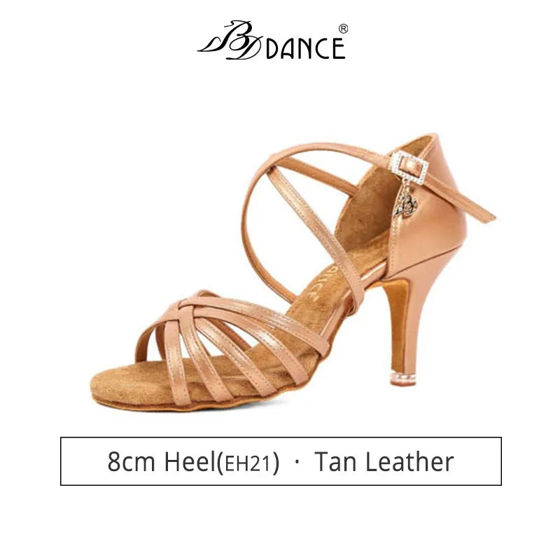BD Dance Women Latin Dance Shoes Just BD216 High Heel Genuine Leather Laday Sandal Dancing Shoes