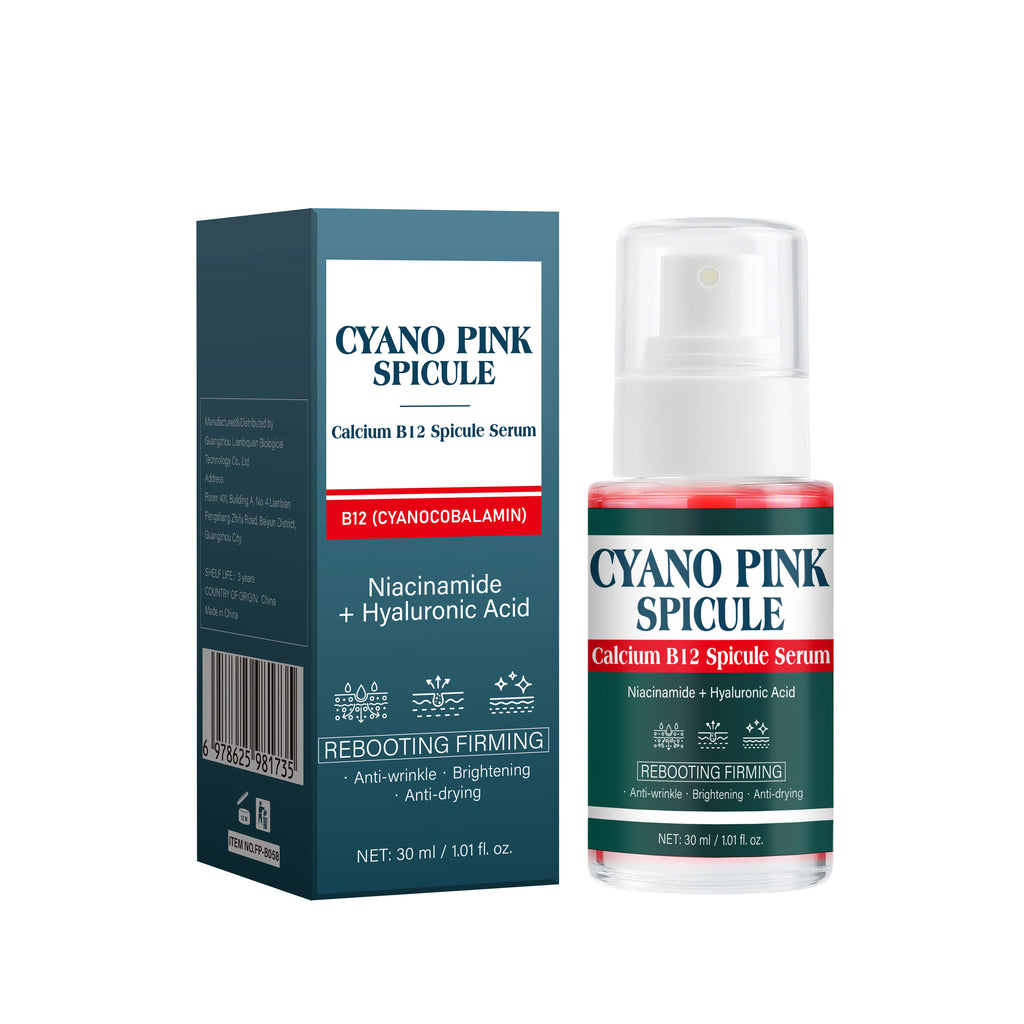 Cyano Pink Spicule Serum Calcium B12 Facial Essence with Niacinamide Hyaluronic Acid Brightening Hydrating Firming Face Serum Mo