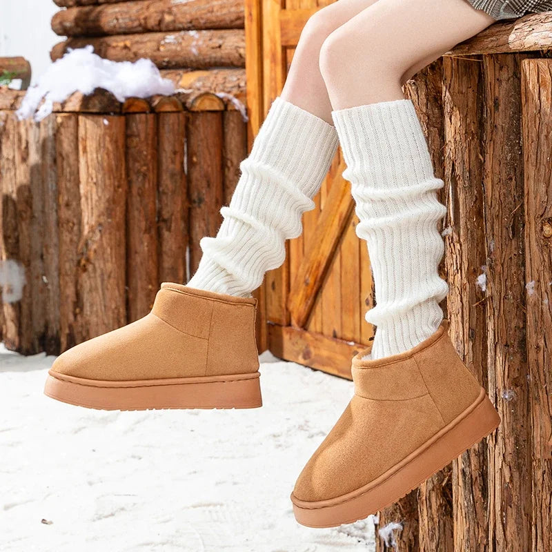 Women Non Slip Thick Bottom Brand Snow Boots Winter 2026 Comfort Platform Warm Plush Ankle Boots Women's Cotton Short Booties