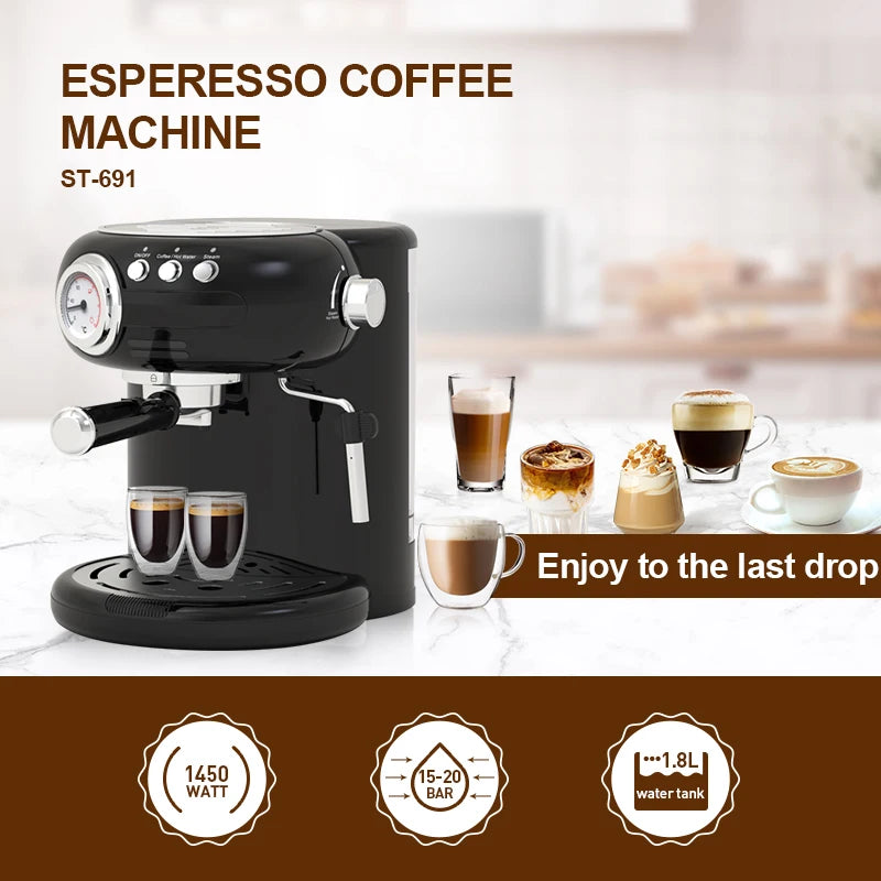 Electric 3-in-1 Automatic Coffee Brewer for Restaurant Use Cappuccino Espresso Maker for Hotels and Households