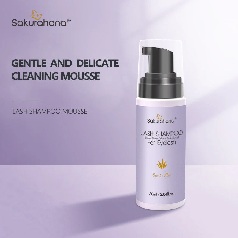 SAKURAHANA Lash Shampoo 60ml Eyelash Extension Deep Cleaning Foam Makeup Cleansing Foam Non-Irritating Makeup Remover