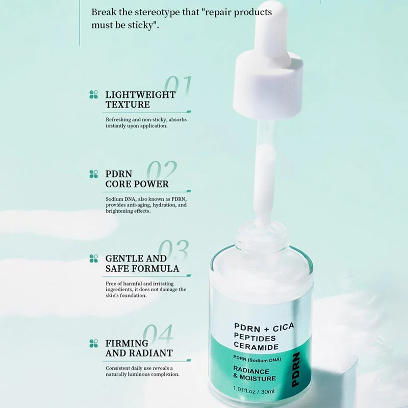 Korean Salmon PDRN Essence, Copper Peptide Centella Moisturizing Repair Hydrating Glow Lightweight Face Serum Daily Skincare