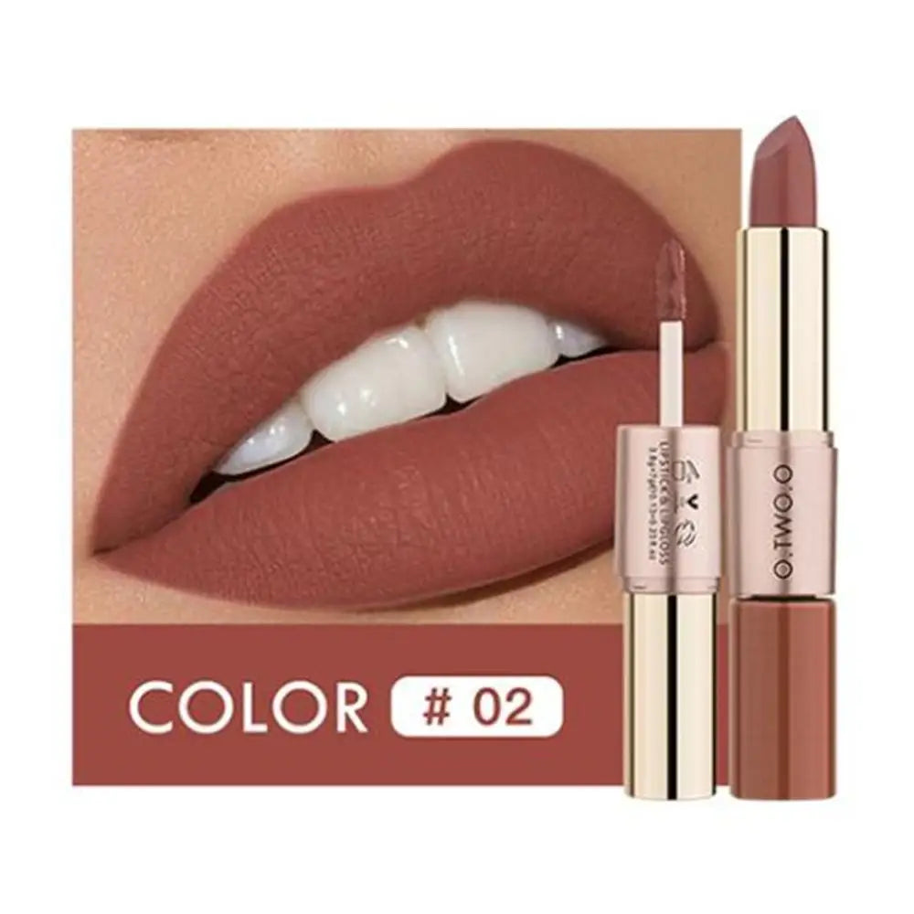 Waterproof 2 in 1 Matte Lipstick Lip Gloss 12 Colors Long Lasting Makeup Cosmetics Rouge Lips Stick Batom Mate