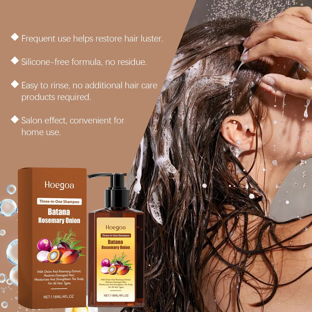 3 In 1 Batana Rosemary Onion Shampoo Deep Nourishing Scalp Remove Dandruff Long Lasting Scent Hair Scalp Cleaning Care Lotion