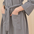 Men Women Bathrobe Waffle Transparent Summer Thin Robe Shower Plaid Dressing Gown Knee Length Breathable Nightgown Home Cloth