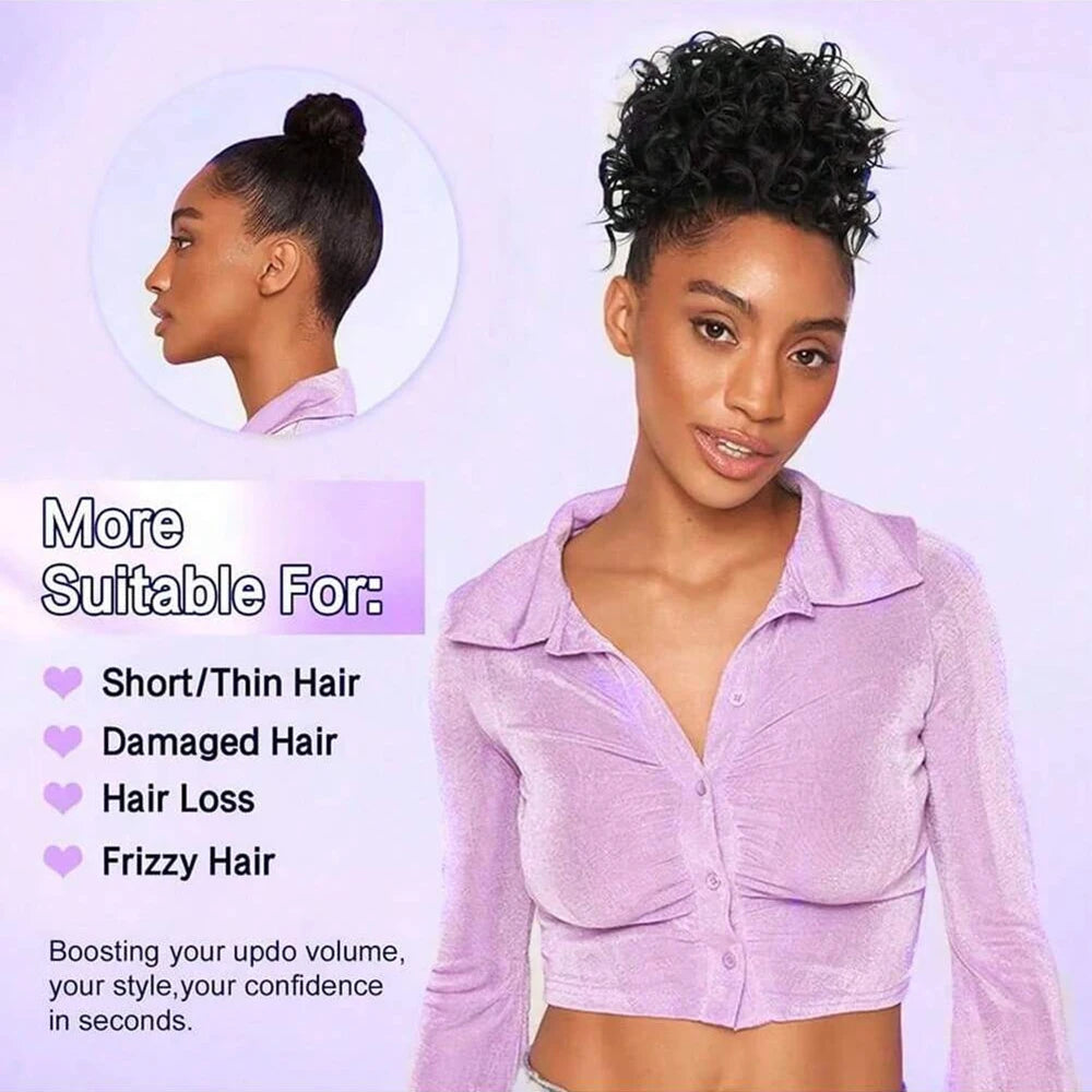 Messy Curly Hair Bun Scrunchies Extensions Synthetic Drawstring Ponytail Light Brown Large Thick Updo Hair Pieces For Women