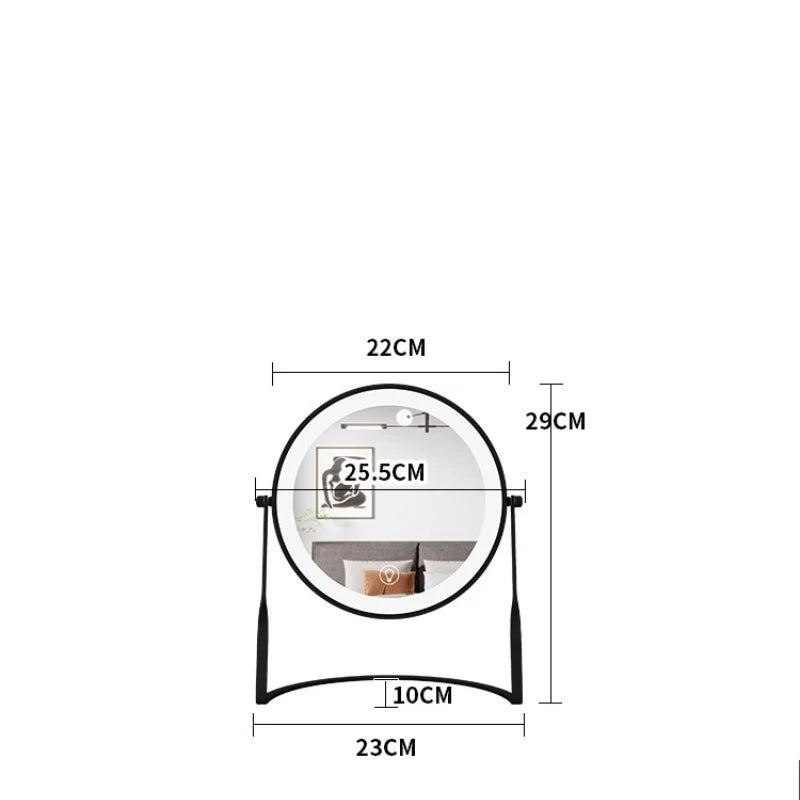 Aesthetic Small Mirror Girls Modern Bedroom Table Makeup Mirror Kawaii Pink Espejo Con Luz Led Para Maquillaje Home Decoration